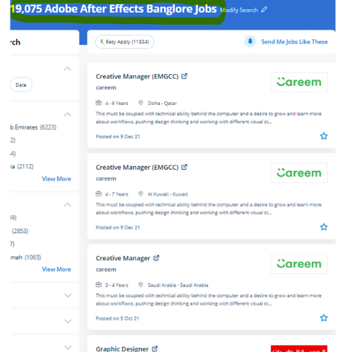 Adobe After Effects internship jobs in Usa