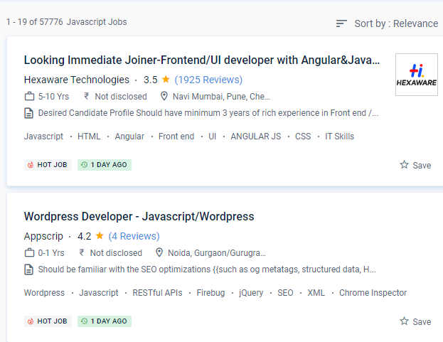 JavaScript internship jobs in Baltimore